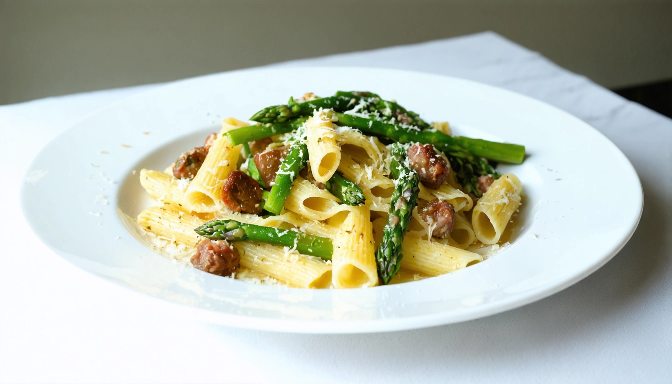 pasta con asparagi e salsiccia